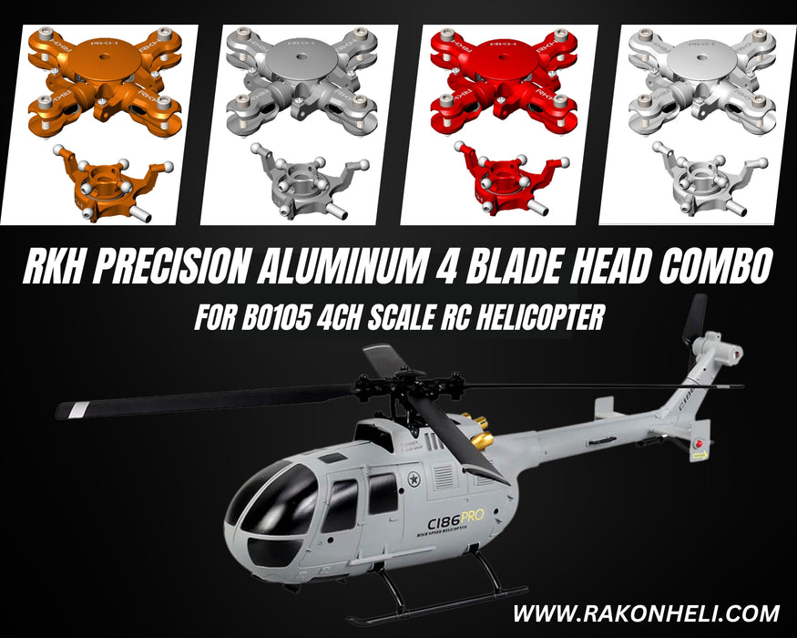 RKH Precision Aluminum 4 Blade Head Combo for BO105 4CH Scale RC Helicopter