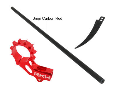 CNC 6mm Tail Motor Mount w/3mm Tail Boom Mount Set (Red) - Blade mCP X