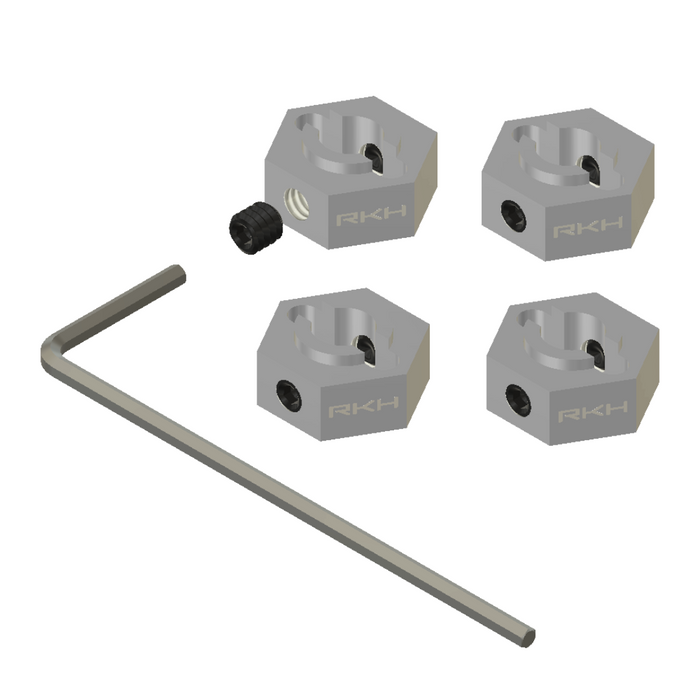 RKH Aluminum Wheel Hexes w/Set Screws (4pcs) for Losi Micro-B, Micro-T
